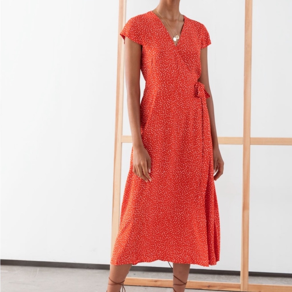 &other stories wrap dress - red polka dot 0